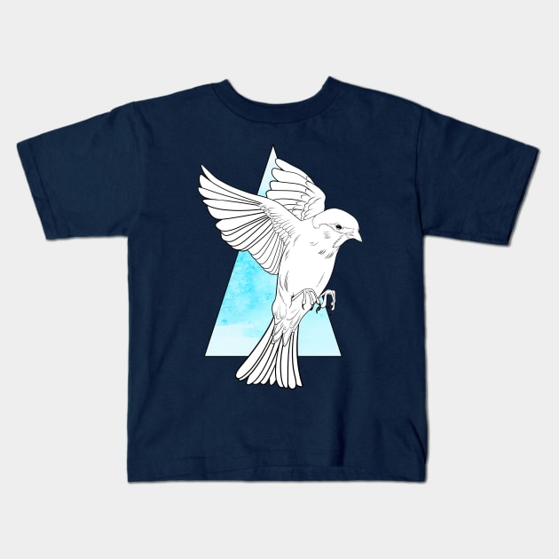 Free Falling - Flying Bird in Watercolor Sky Triangle Kids T-Shirt by 5sizes2small